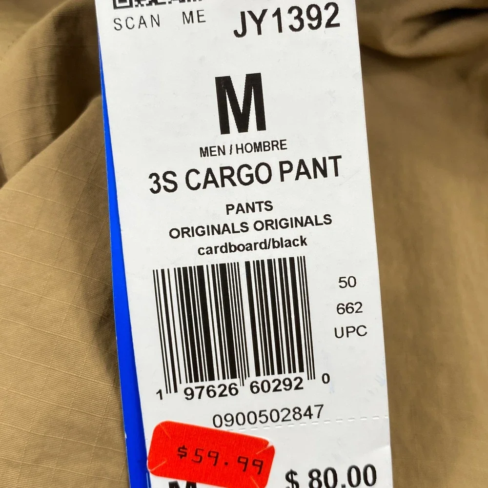 Adidas Originals Mens 3S Cargo Pants Cardboard Tan Black Ripstop JY1392 Size M - Picture 5 of 8